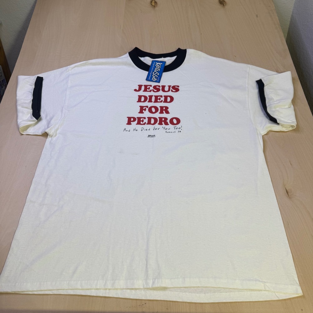 Kerusso Jesus Died For Pedro Graphic Ringer‎ T-Shirt 2XL Menswear